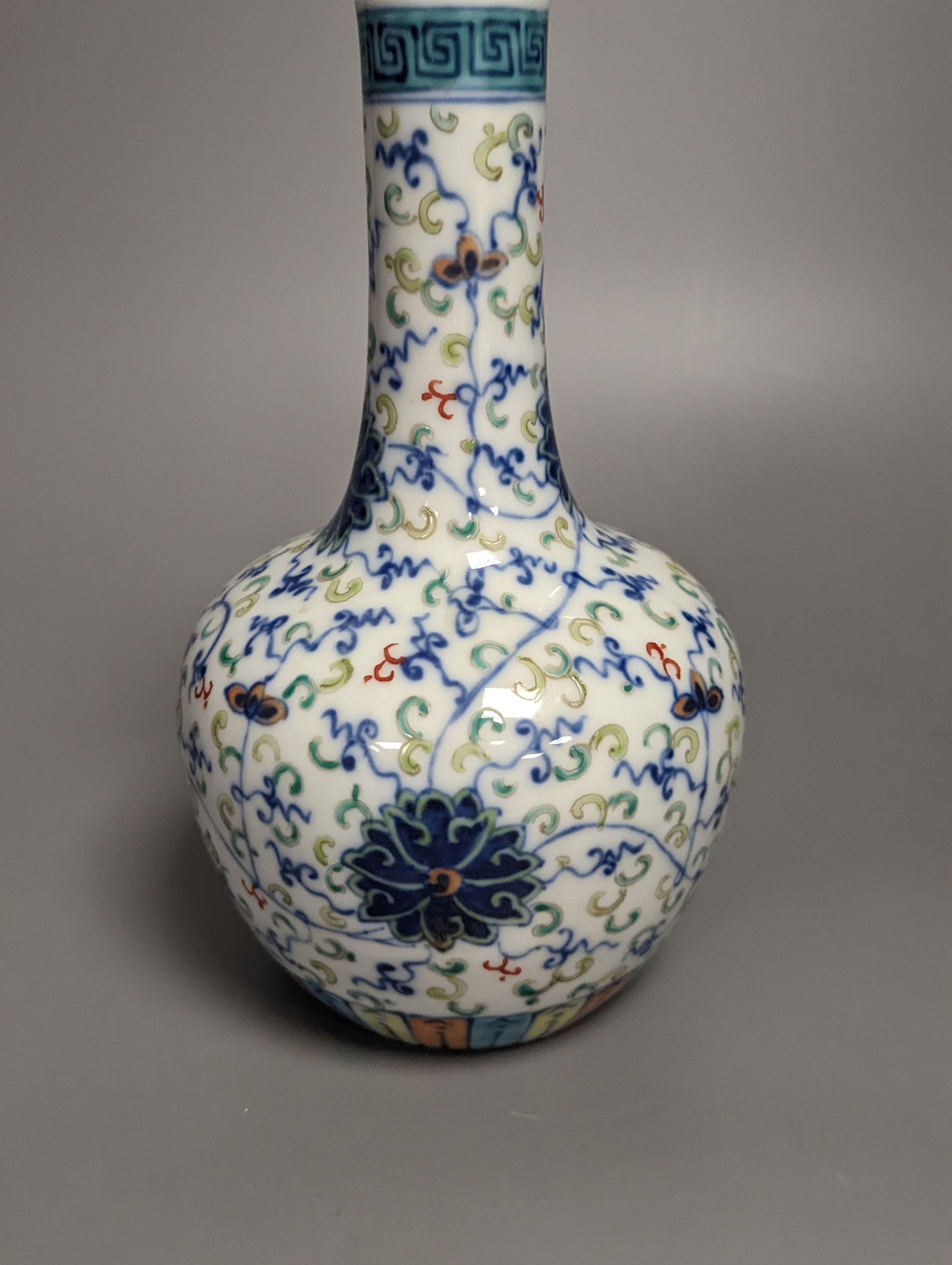 A Chinese doucai bottle vase, height 20cm